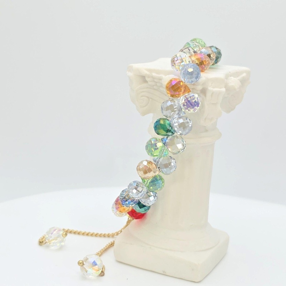 SWAROVSKI Crystal Bracelet Multi-Colored Faceted Bolo Slide 18k Gold Plate‎